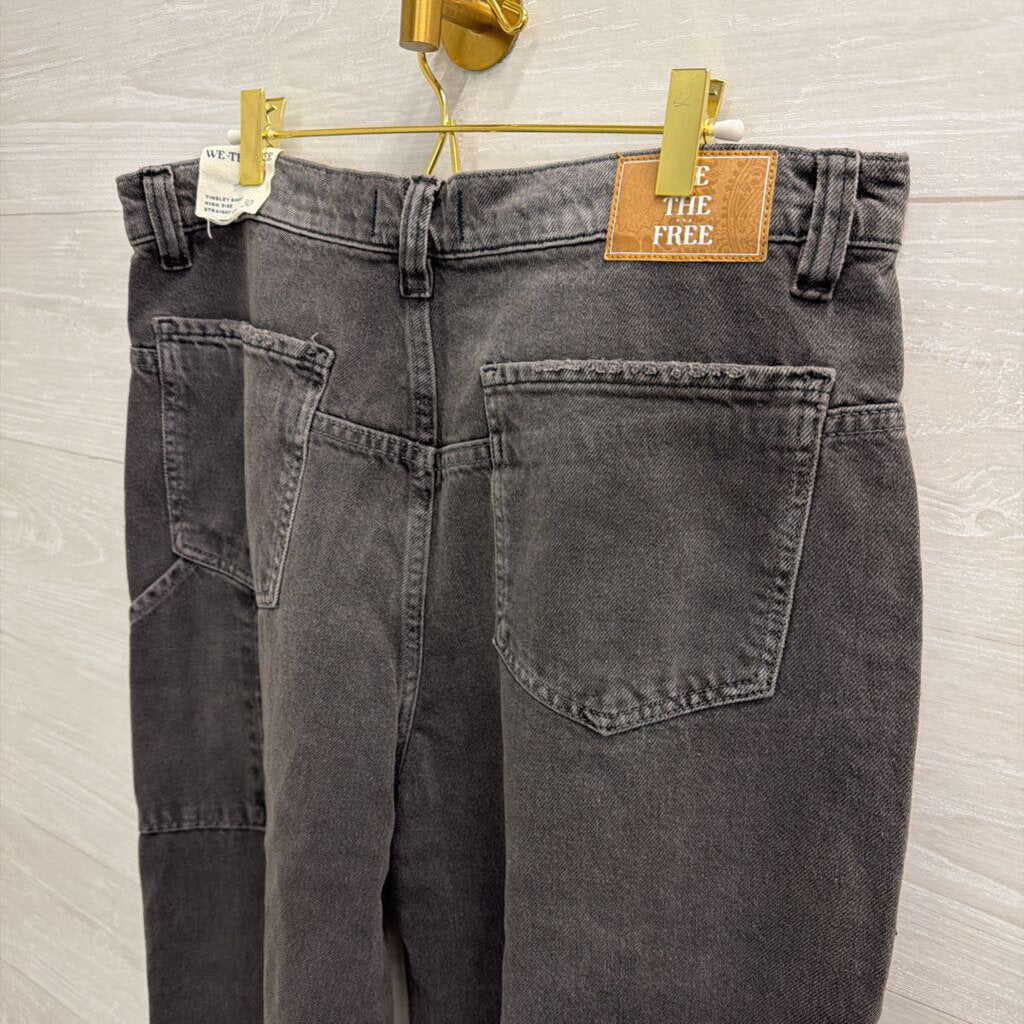 We The Free Black Denim Wide Leg Jeans 30