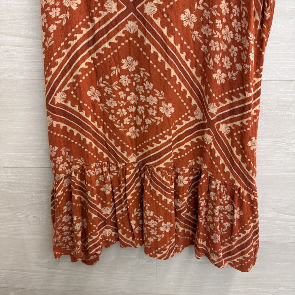 Rip Curl Orange Print Dress Small