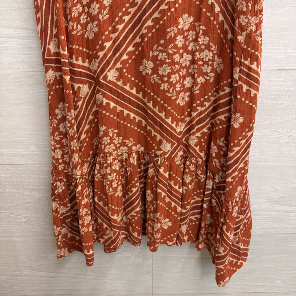 Rip Curl Orange Print Dress Small