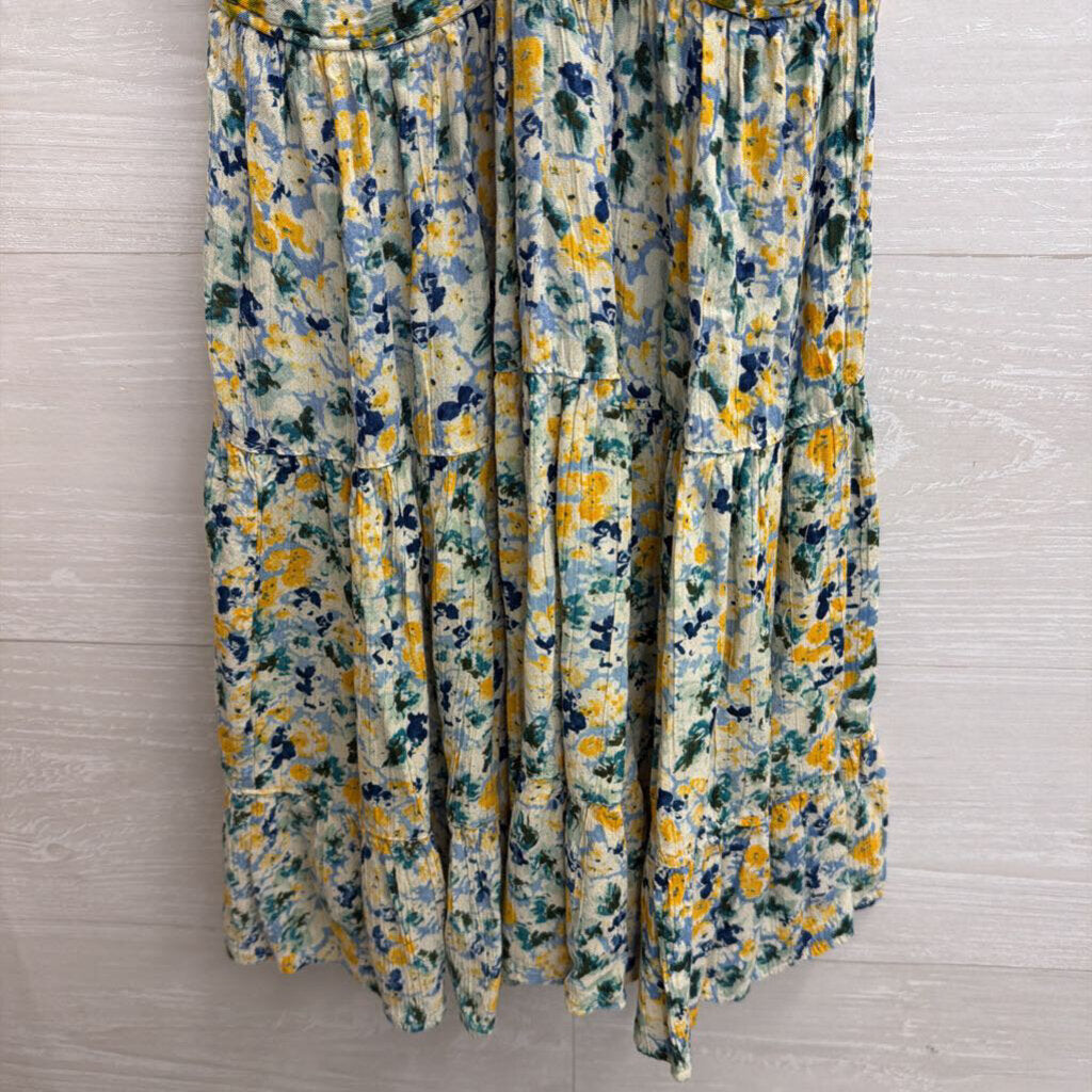 Angie White/ Blue Floral Print Dress Small