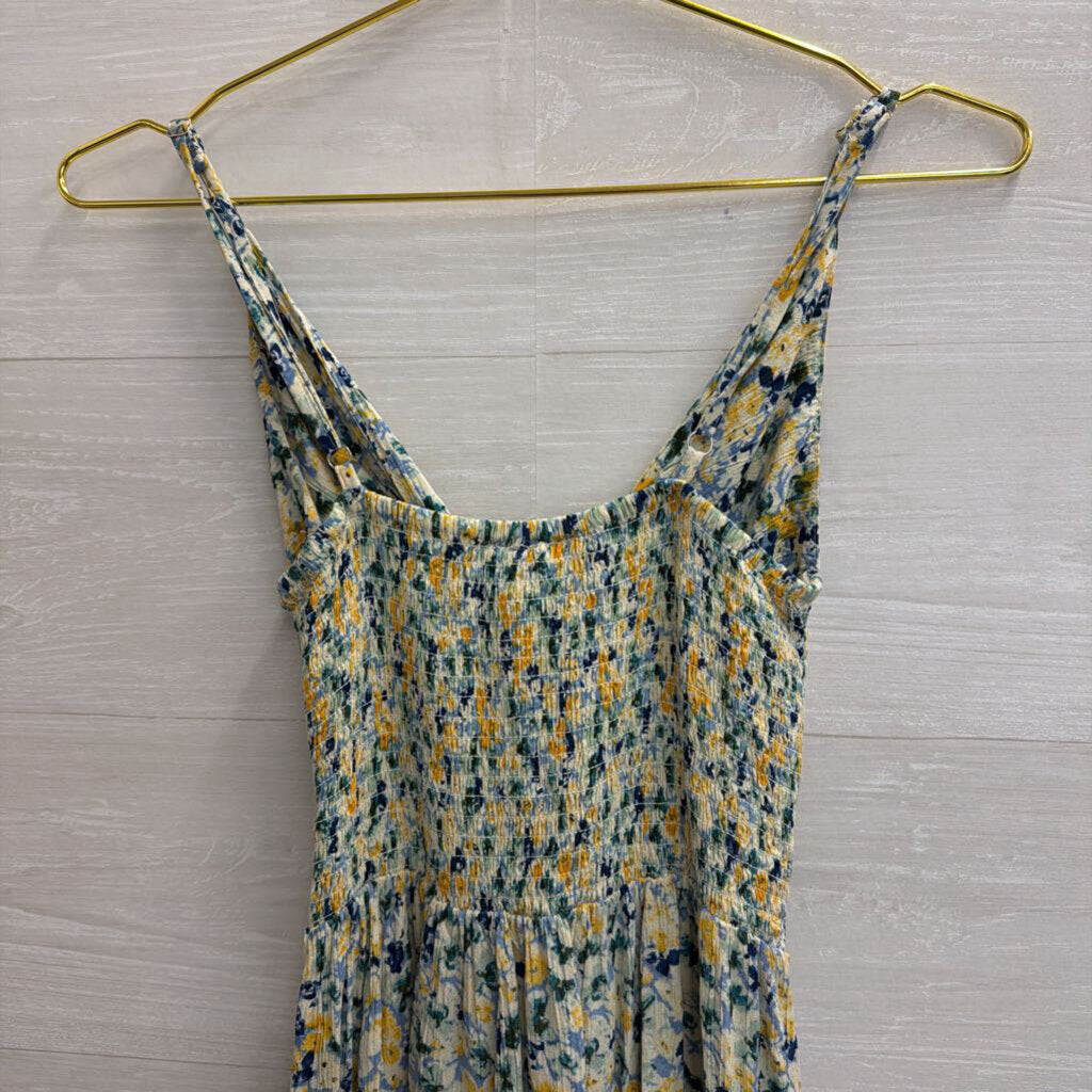 Angie White/ Blue Floral Print Dress Small