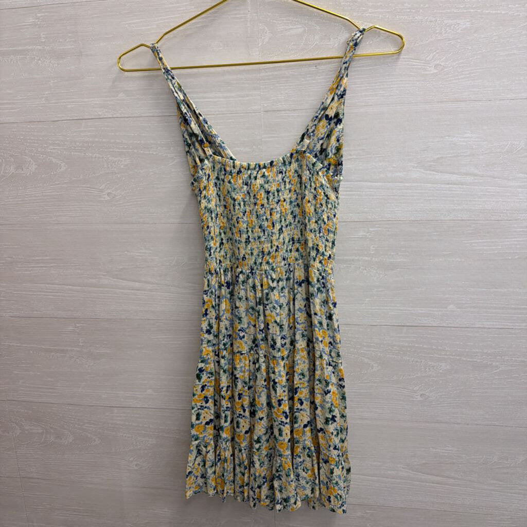 Angie White/ Blue Floral Print Dress Small