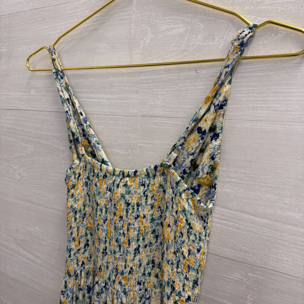 Angie White/ Blue Floral Print Dress Small