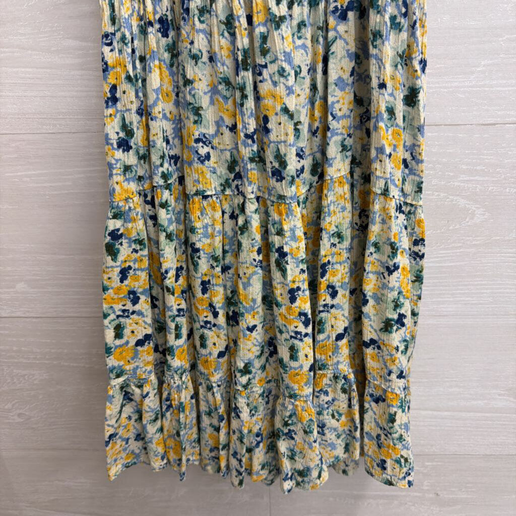 Angie White/ Blue Floral Print Dress Small