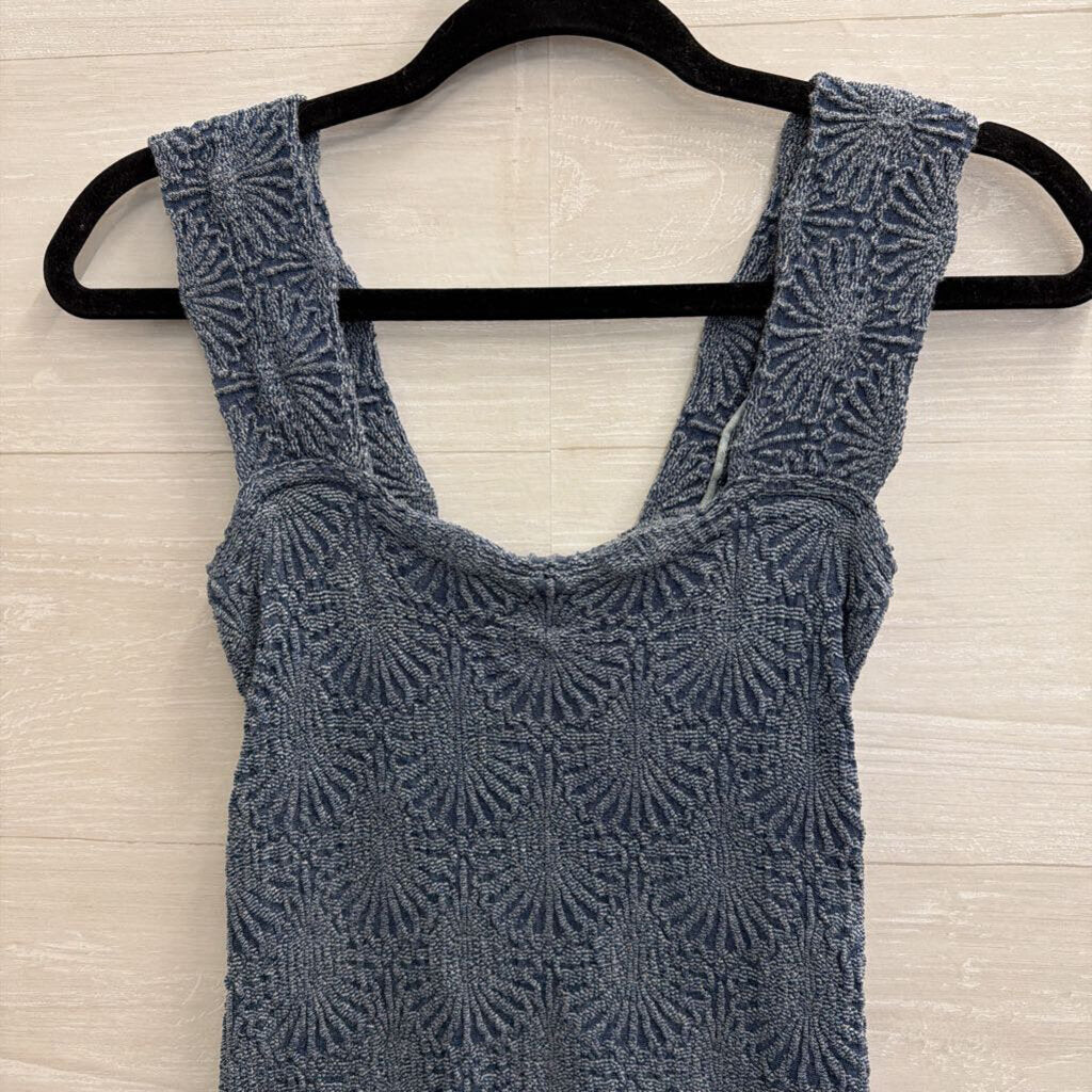 Intimately Free People Blue Textured Print Tank Top XS/S