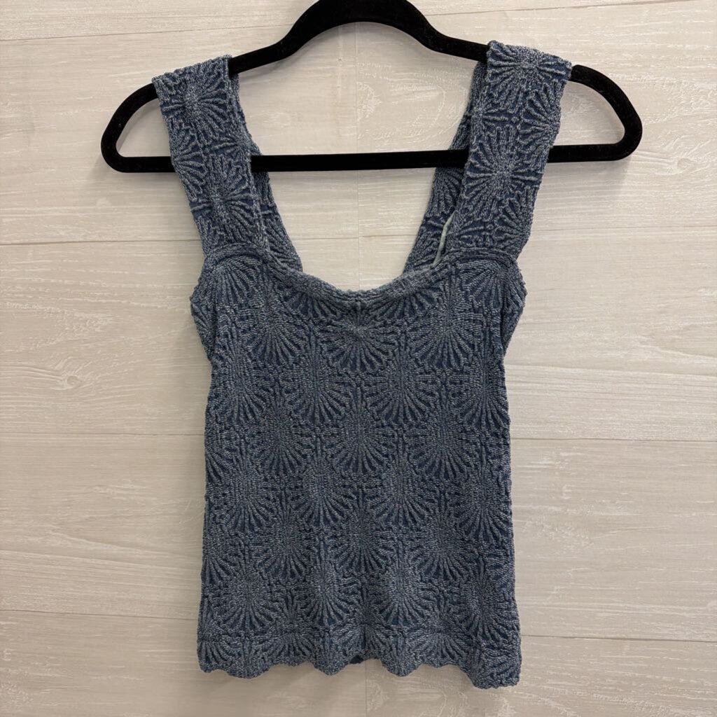 Intimately Free People Blue Textured Print Tank Top XS/S