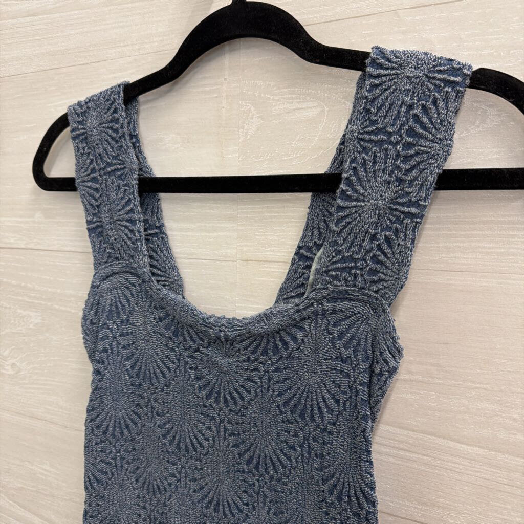 Intimately Free People Blue Textured Print Tank Top XS/S