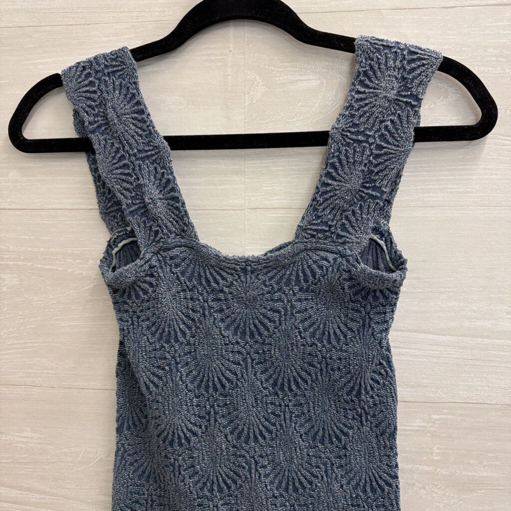 Intimately Free People Blue Textured Print Tank Top XS/S