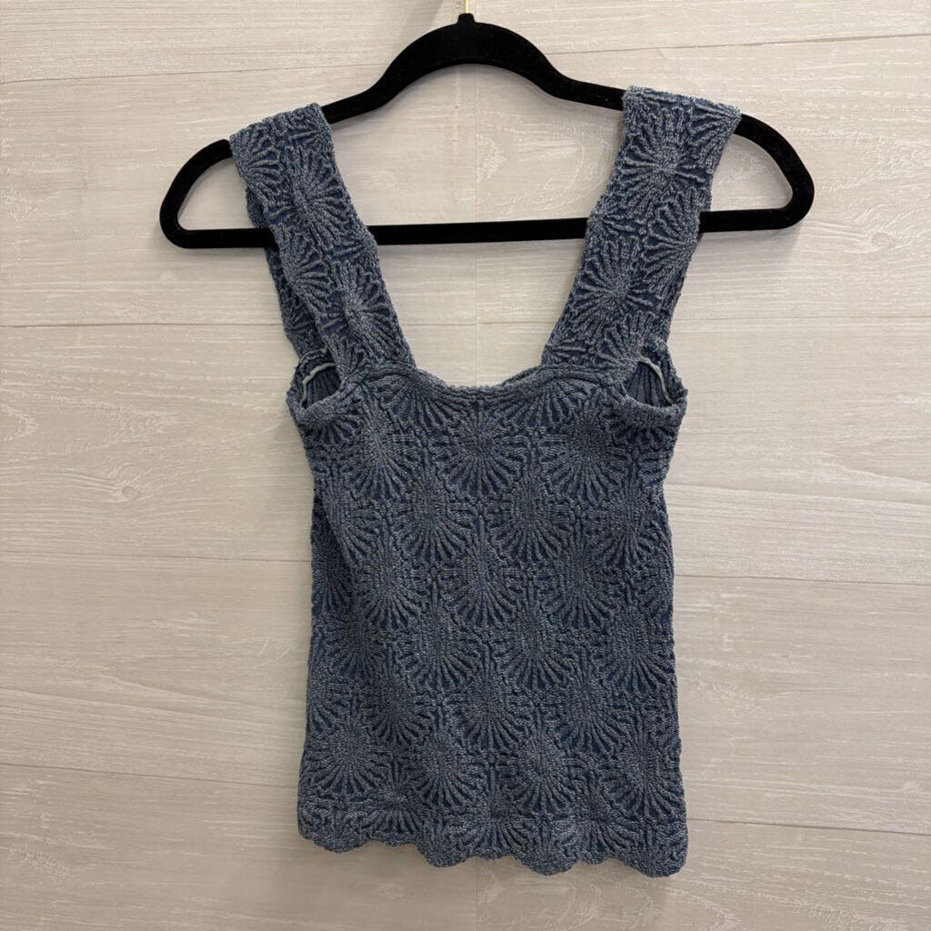 Intimately Free People Blue Textured Print Tank Top XS/S