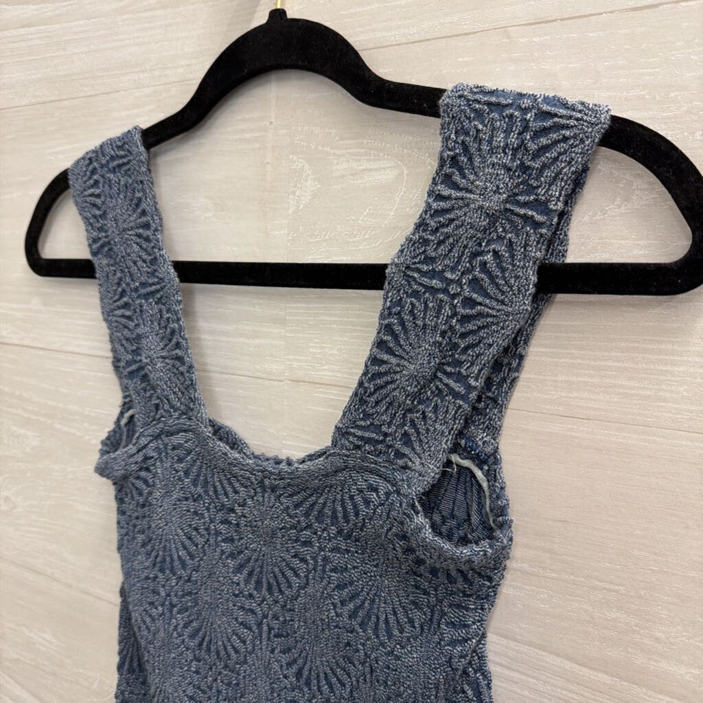 Intimately Free People Blue Textured Print Tank Top XS/S