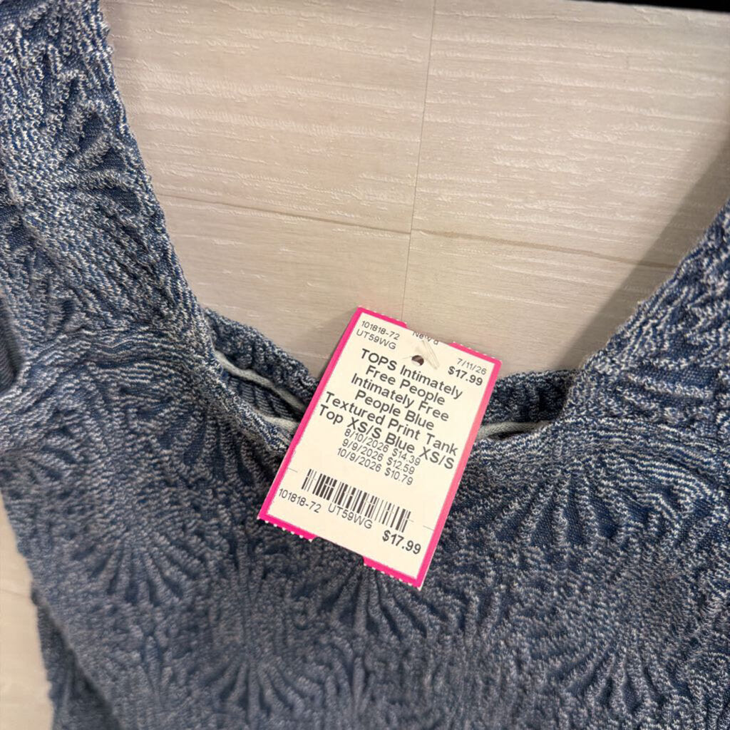 Intimately Free People Blue Textured Print Tank Top XS/S