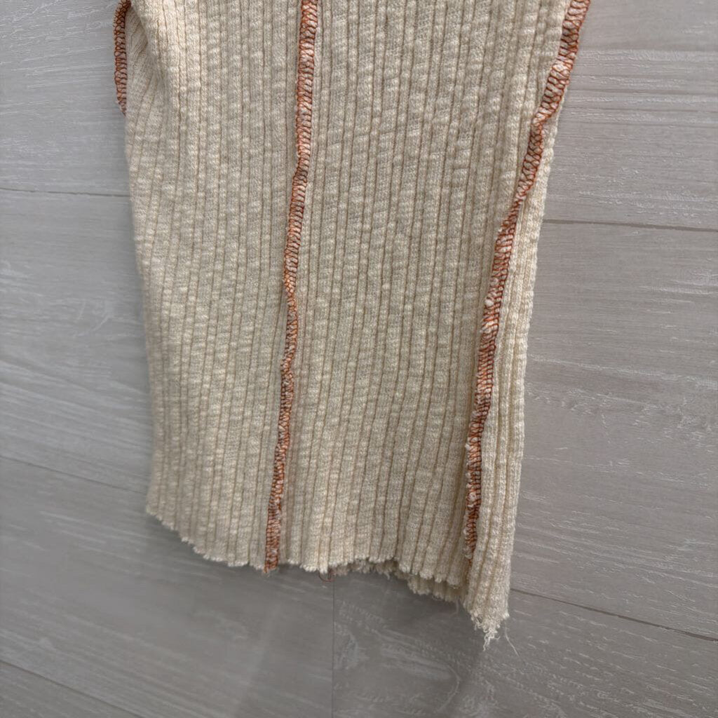 Gilded Intent Cream/ Brown Stitch Tank Top Small