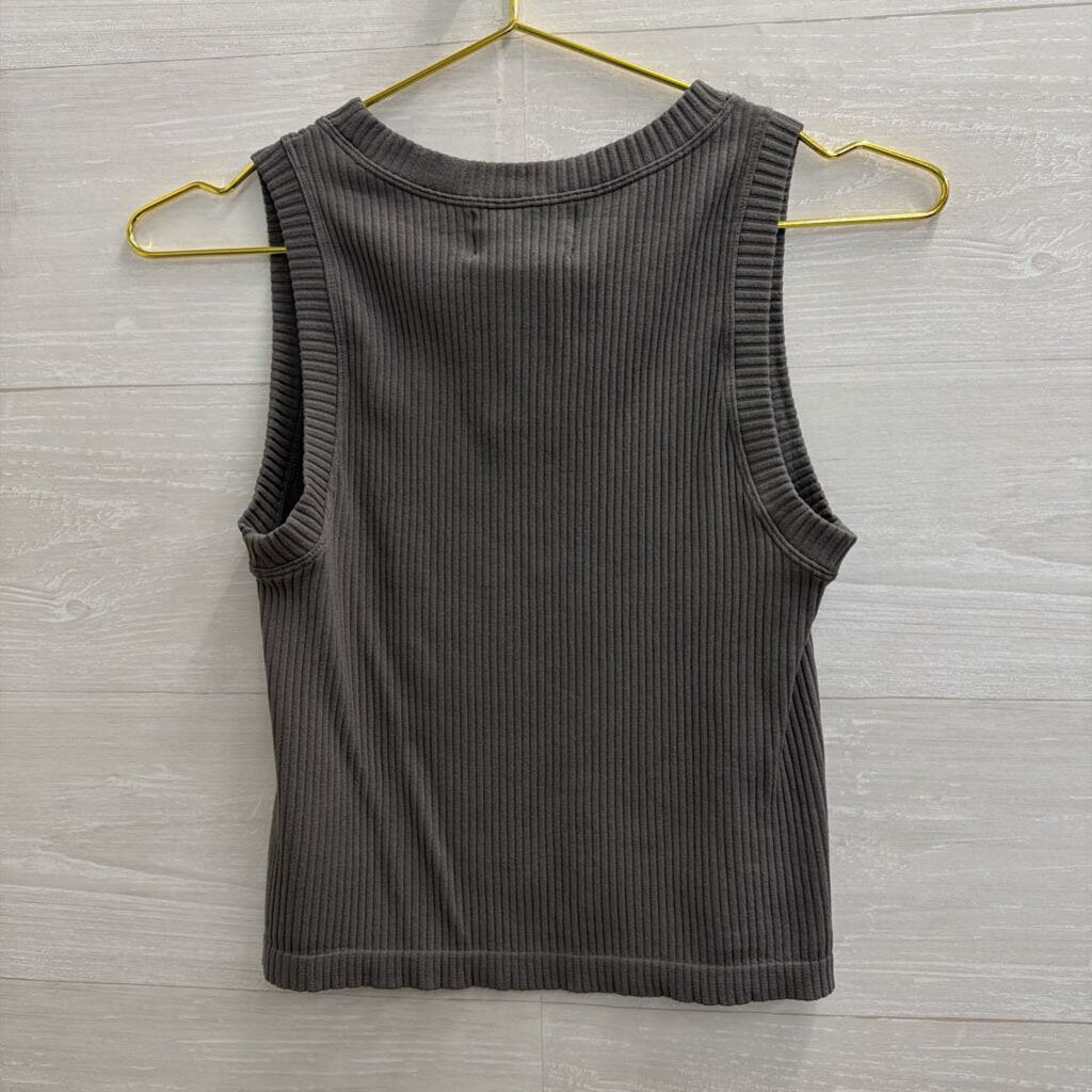 Olive and Oak Grey Ribbed Cropped Tank Top XS/ S