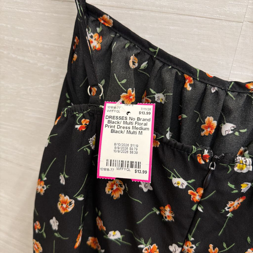 Black/ Multi Floral Print Dress Medium