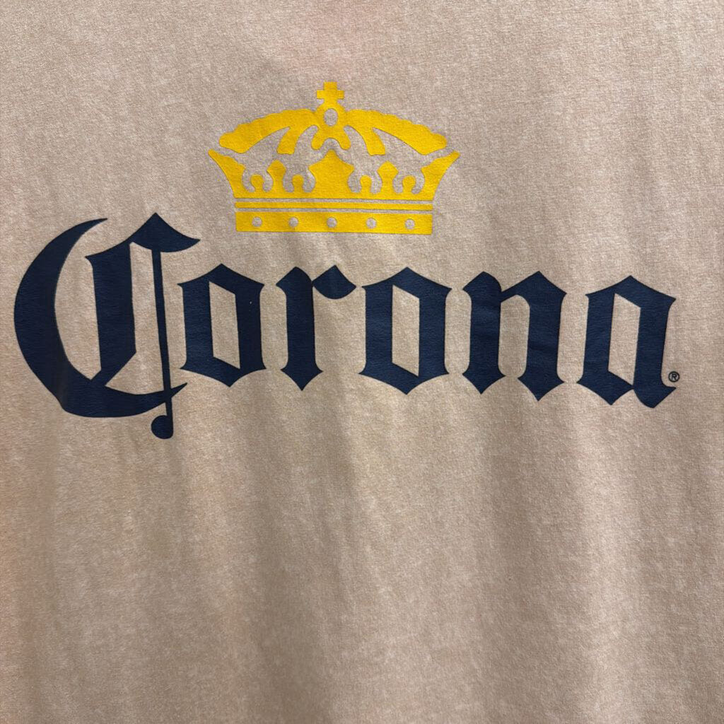 Corona Beige Cropped Short Sleeve Graphic Tee Medium