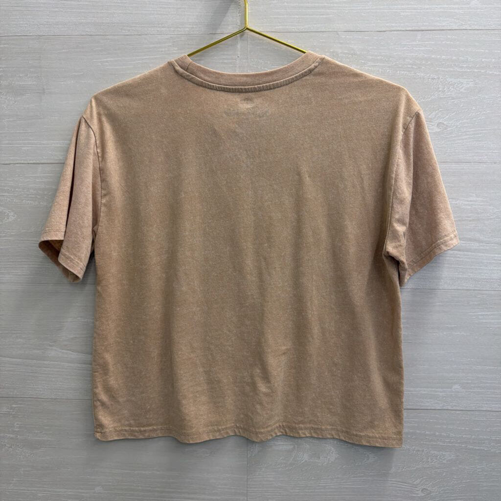Corona Beige Cropped Short Sleeve Graphic Tee Medium