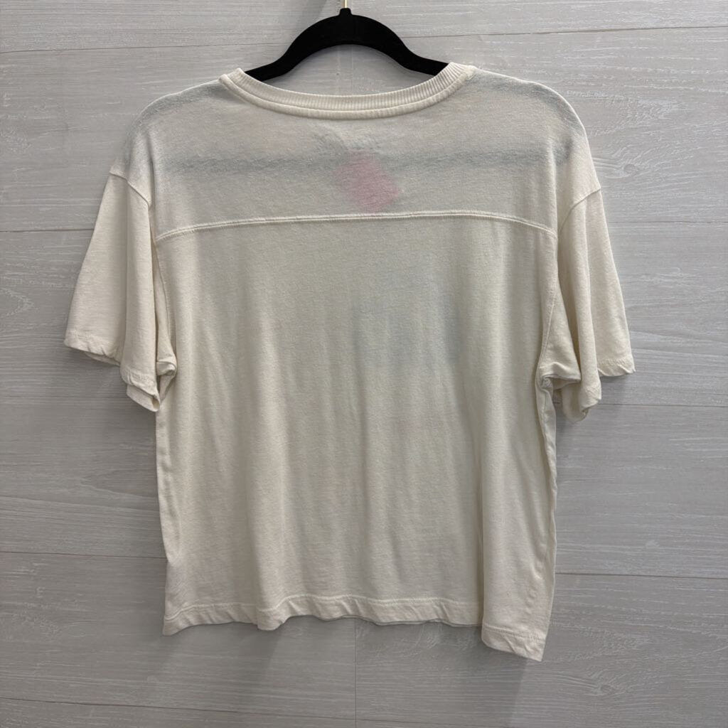 CocaCola White Cropped Short Sleeve Graphic Tee Medium
