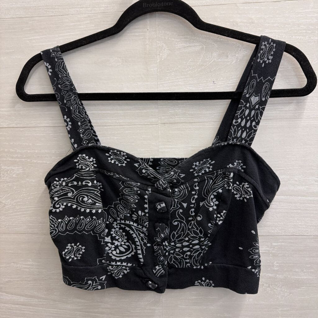 So Sia Blue Print Cropped Tank Top Small