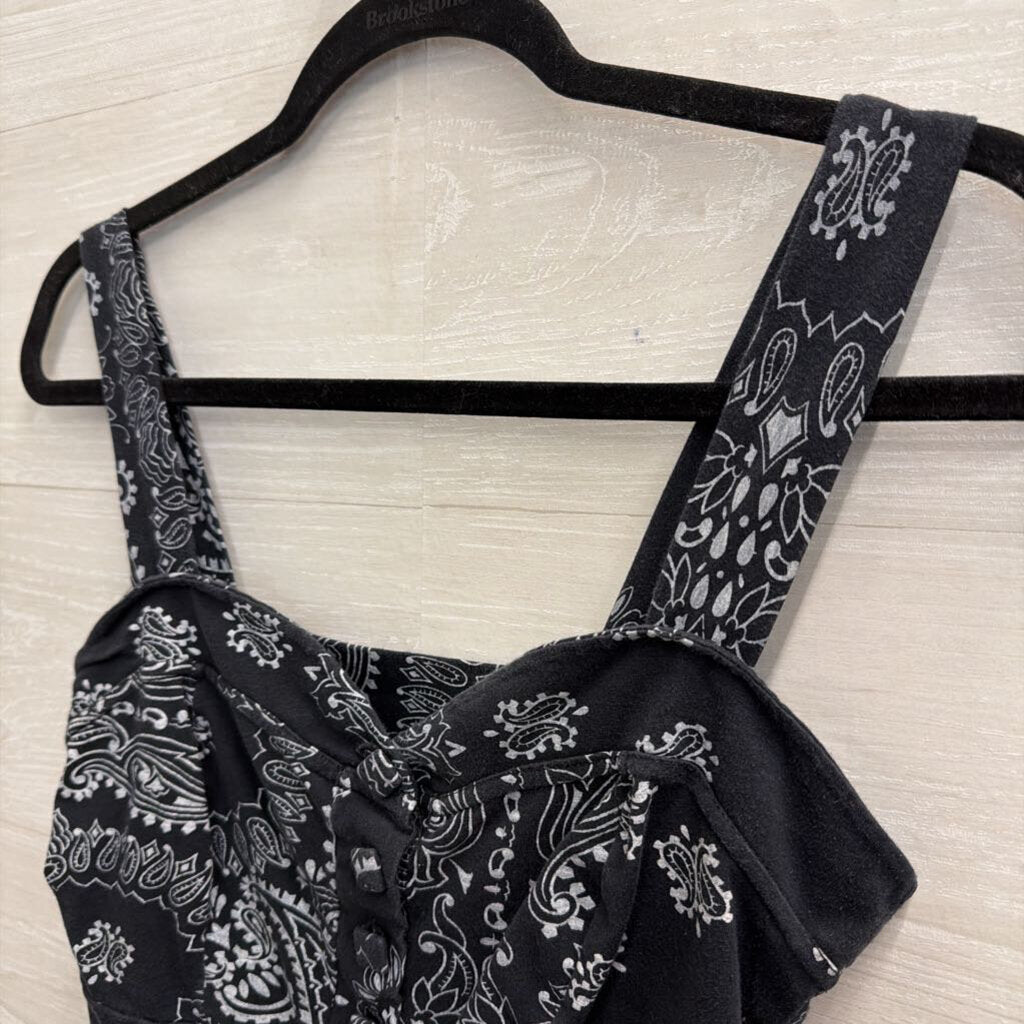 So Sia Blue Print Cropped Tank Top Small