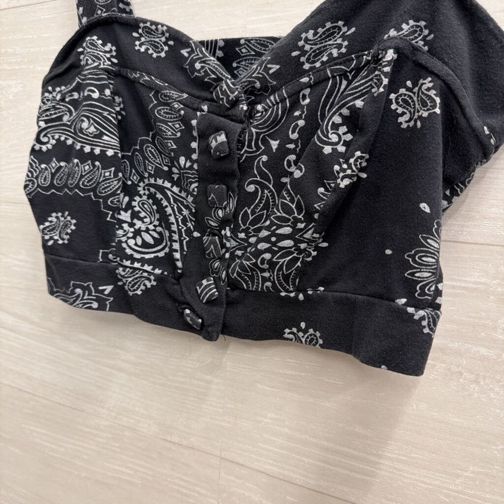 So Sia Blue Print Cropped Tank Top Small