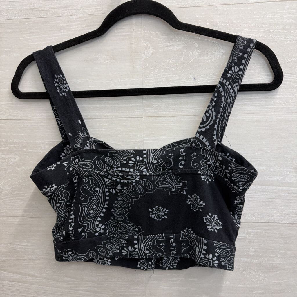 So Sia Blue Print Cropped Tank Top Small