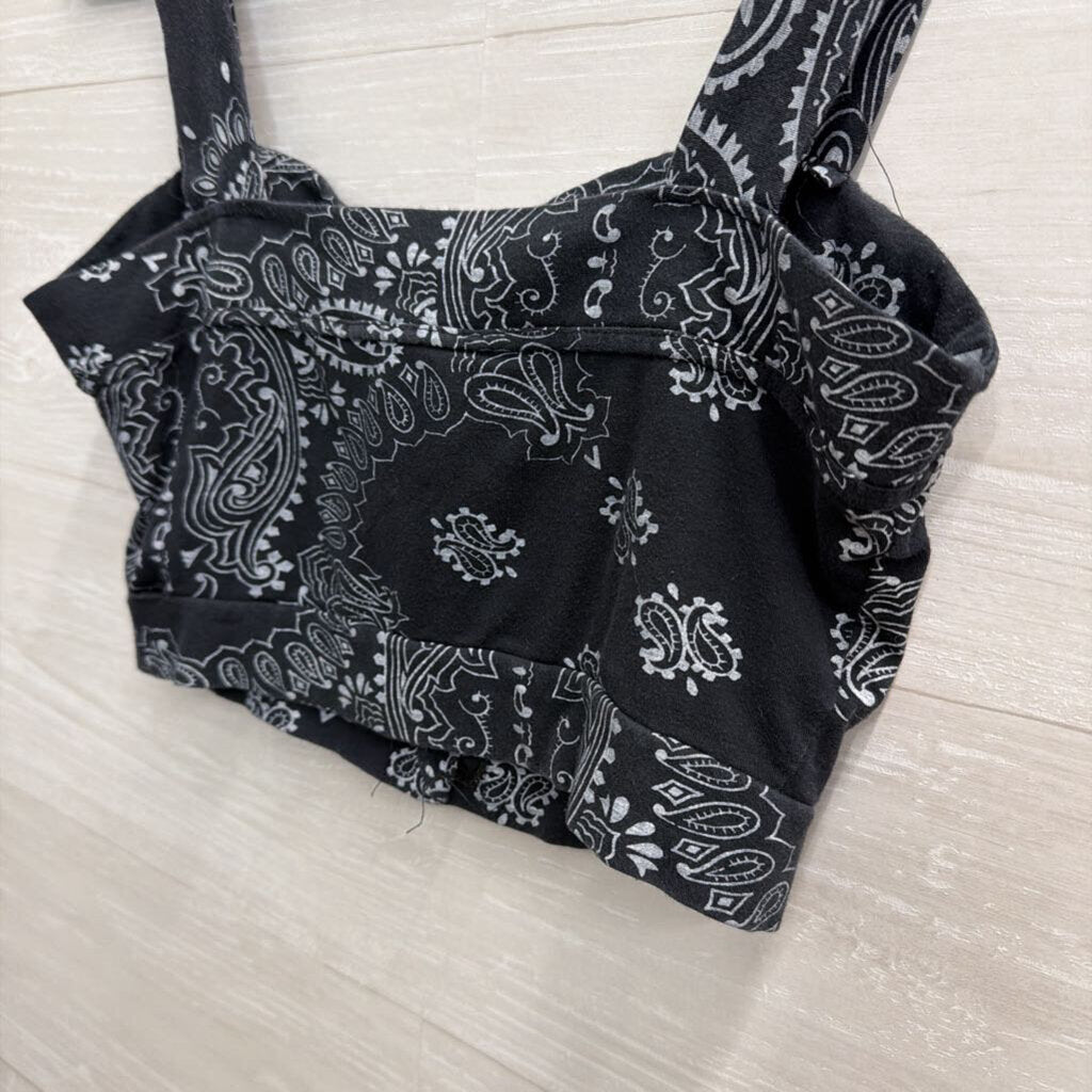 So Sia Blue Print Cropped Tank Top Small