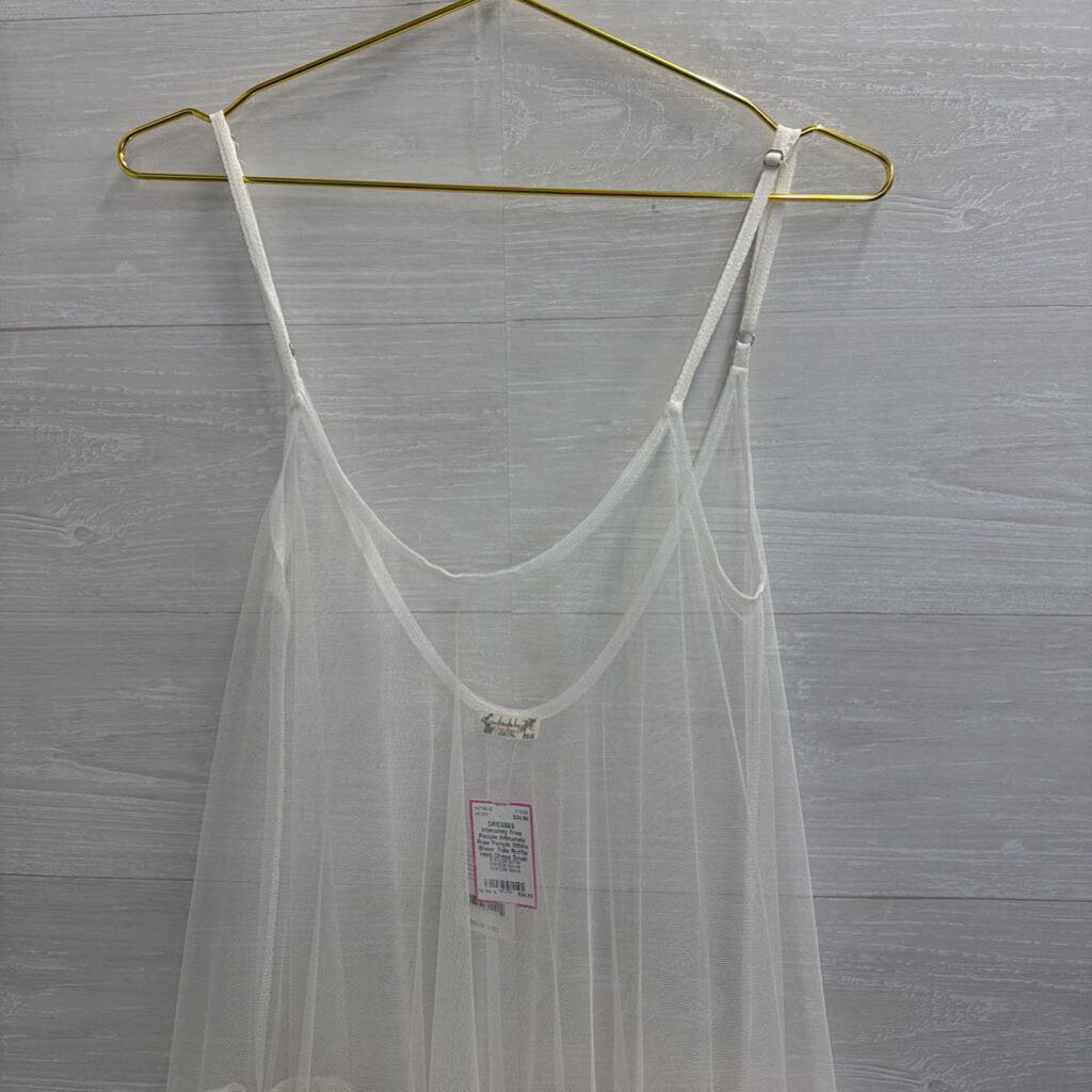 Intimately Free People White Sheer Tulle Ruffle Hem Dress Small