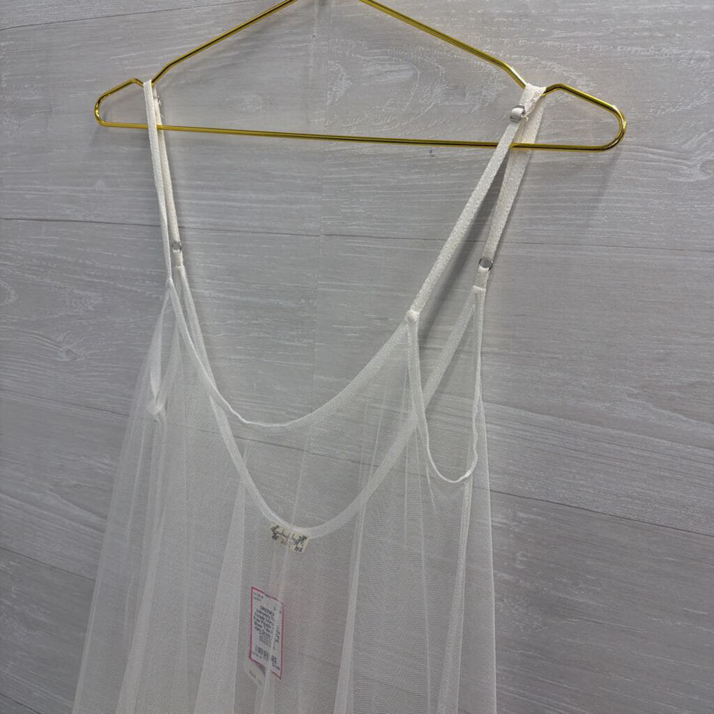 Intimately Free People White Sheer Tulle Ruffle Hem Dress Small