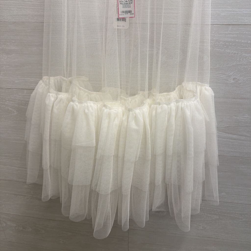 Intimately Free People White Sheer Tulle Ruffle Hem Dress Small