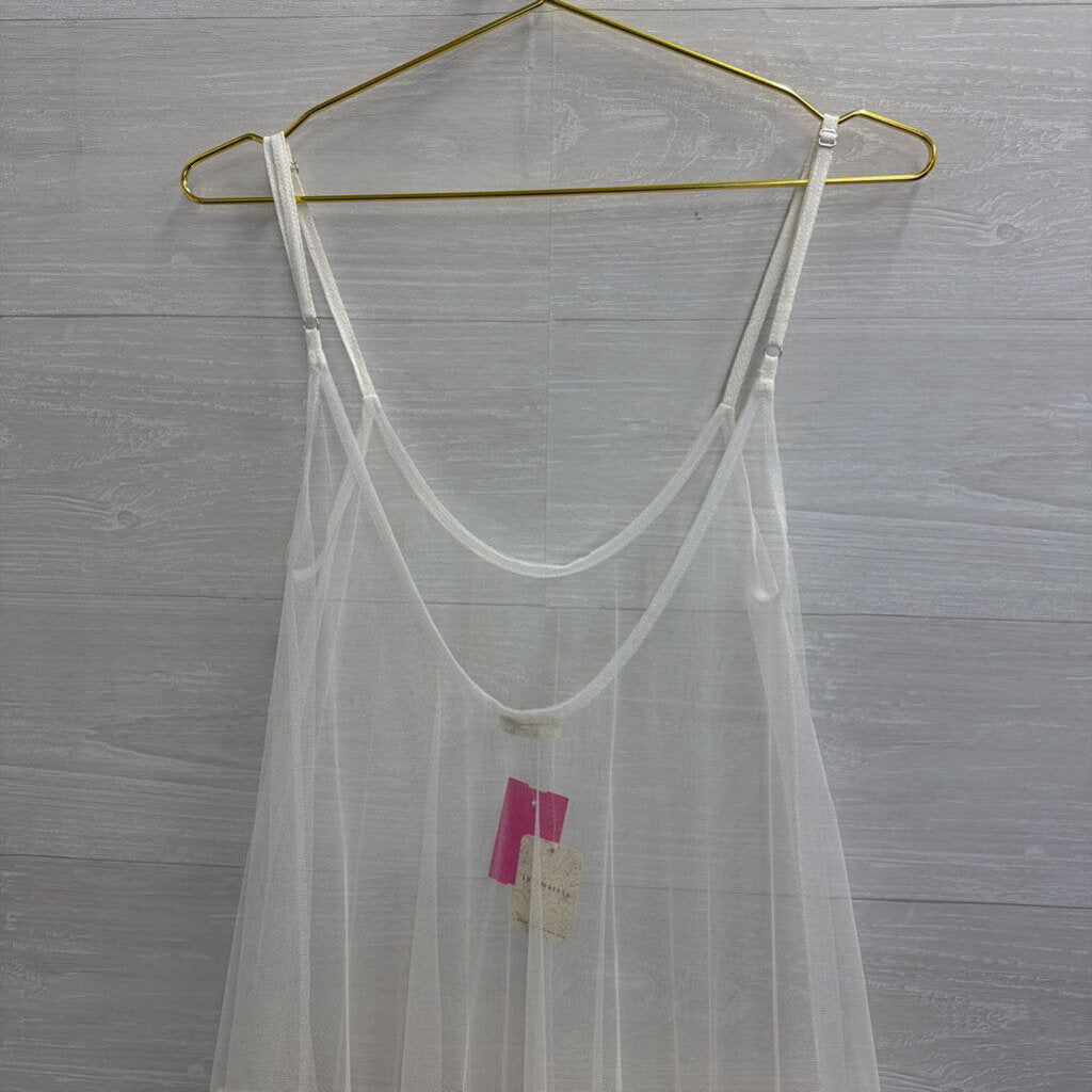 Intimately Free People White Sheer Tulle Ruffle Hem Dress Small