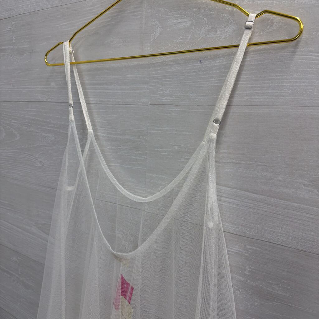 Intimately Free People White Sheer Tulle Ruffle Hem Dress Small