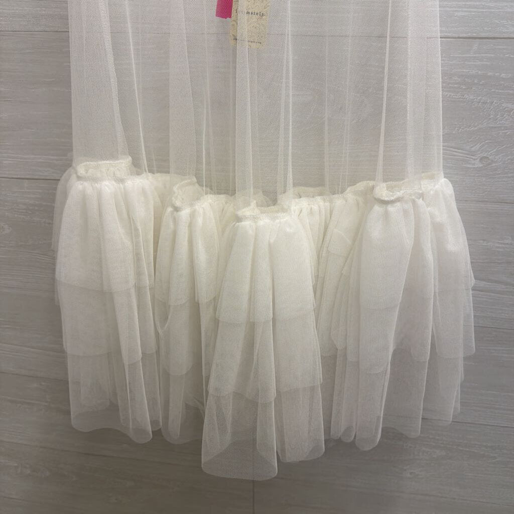 Intimately Free People White Sheer Tulle Ruffle Hem Dress Small
