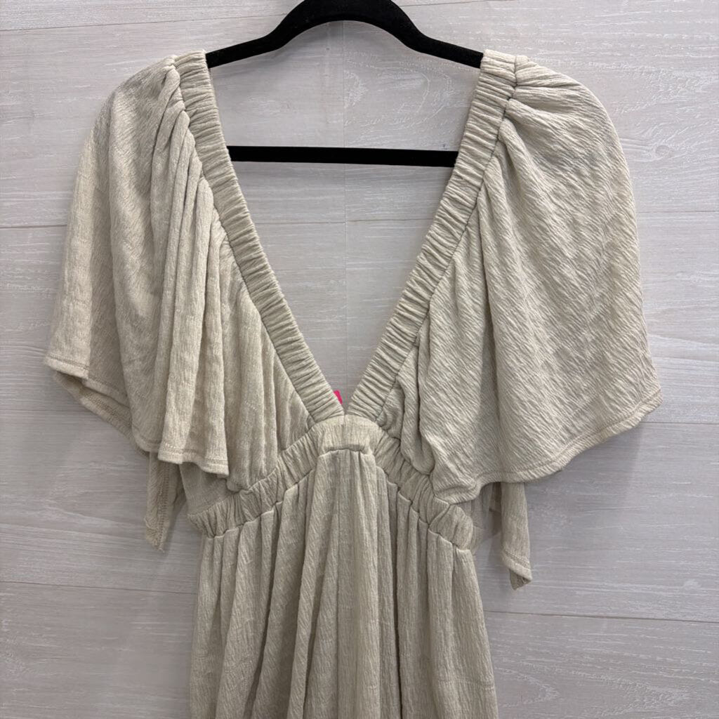 FP Beach Green Short Sleeve Textured Romper Medium