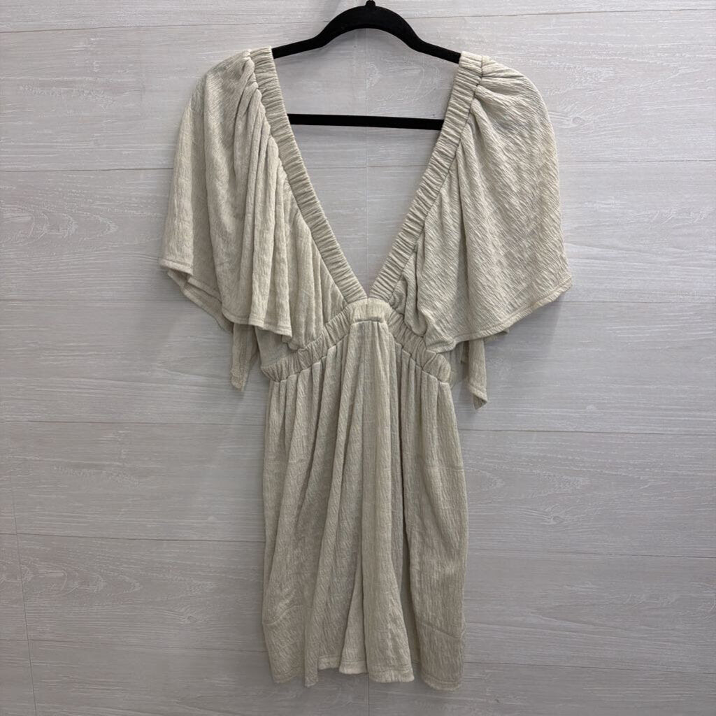 FP Beach Green Short Sleeve Textured Romper Medium