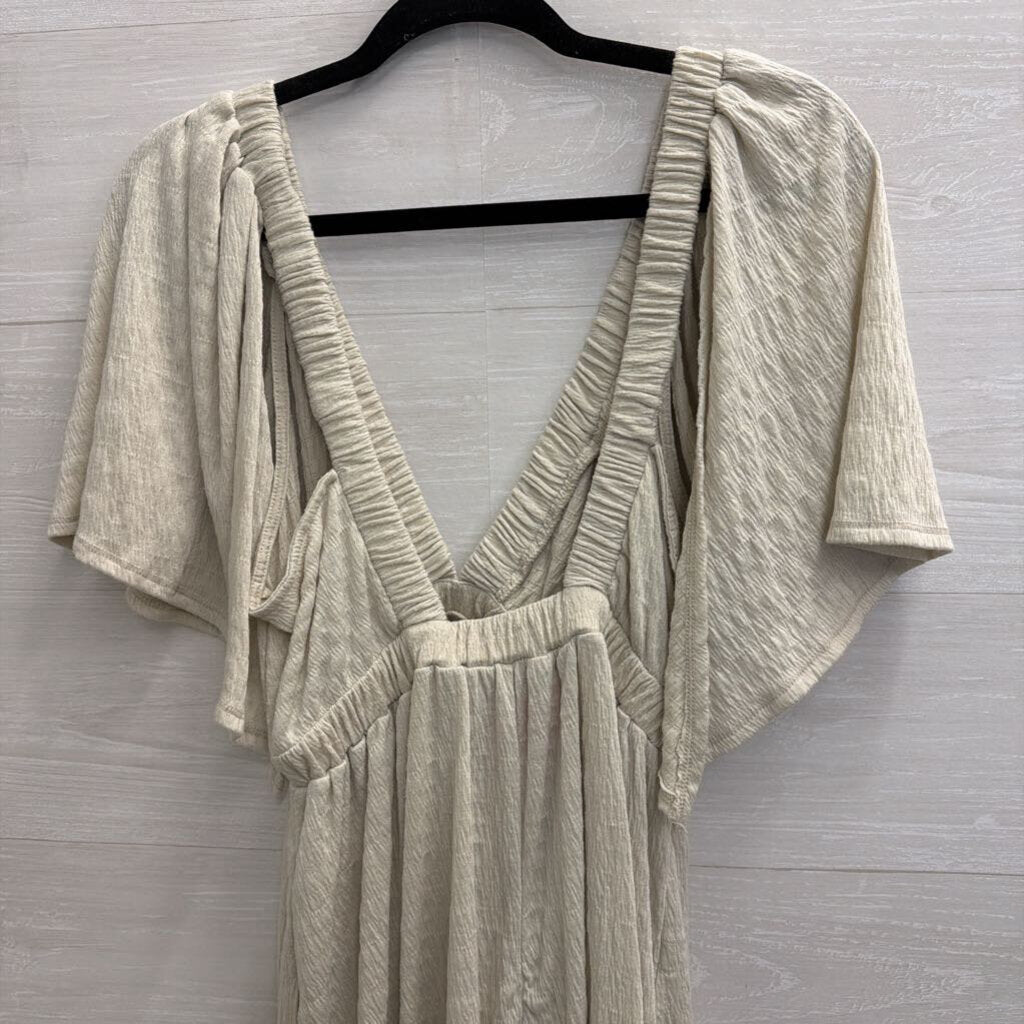 FP Beach Green Short Sleeve Textured Romper Medium