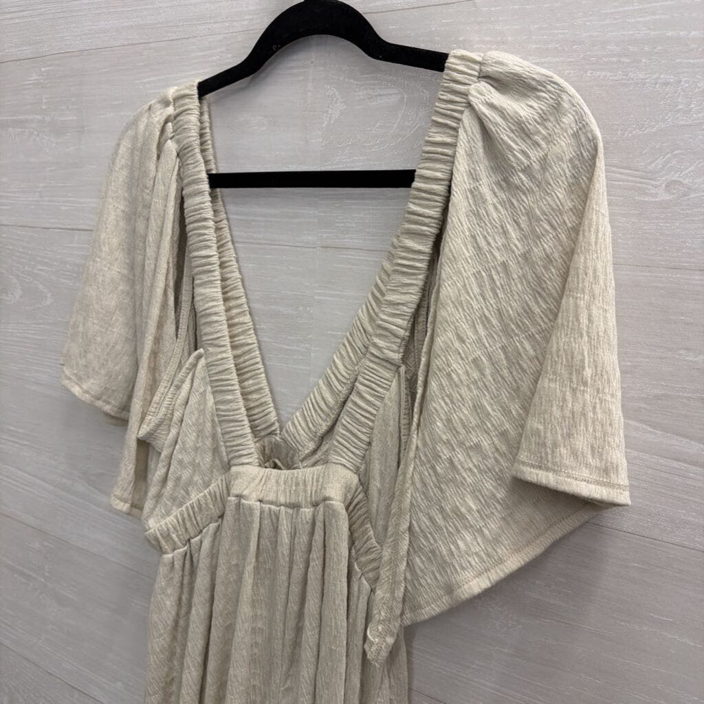 FP Beach Green Short Sleeve Textured Romper Medium
