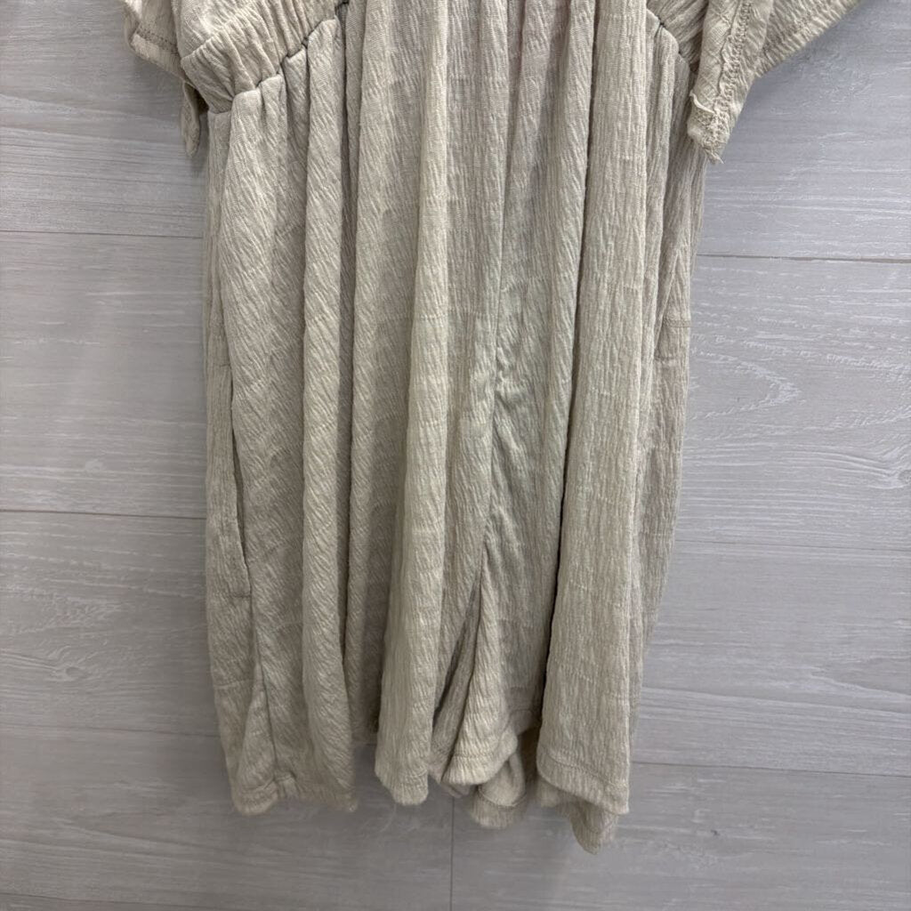 FP Beach Green Short Sleeve Textured Romper Medium