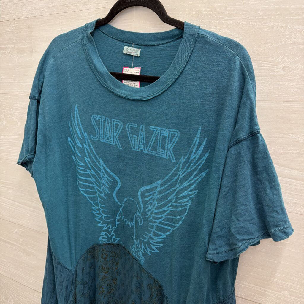 Intimately Free People Blue Star Gazer Jerry Lounge Top Small