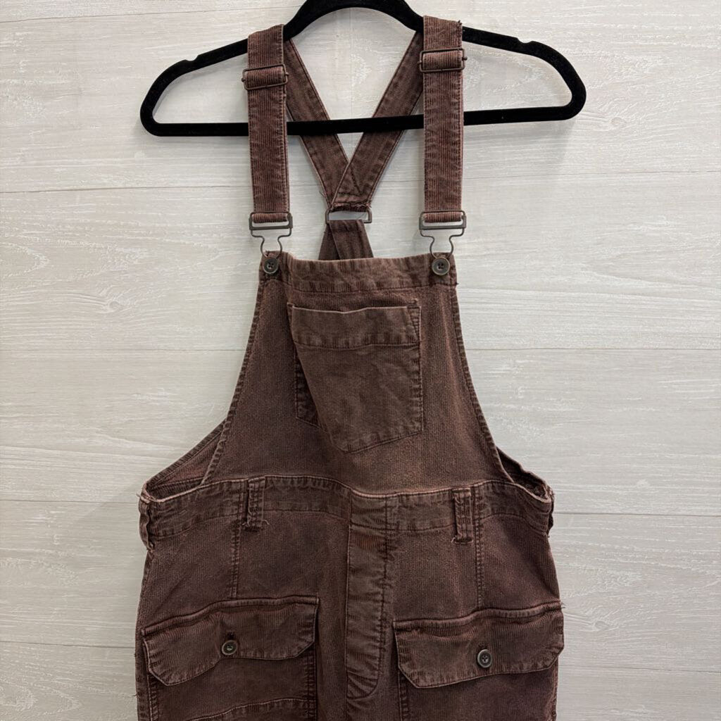 We The Free Purple Ribbed Front Pocket Overalls Small