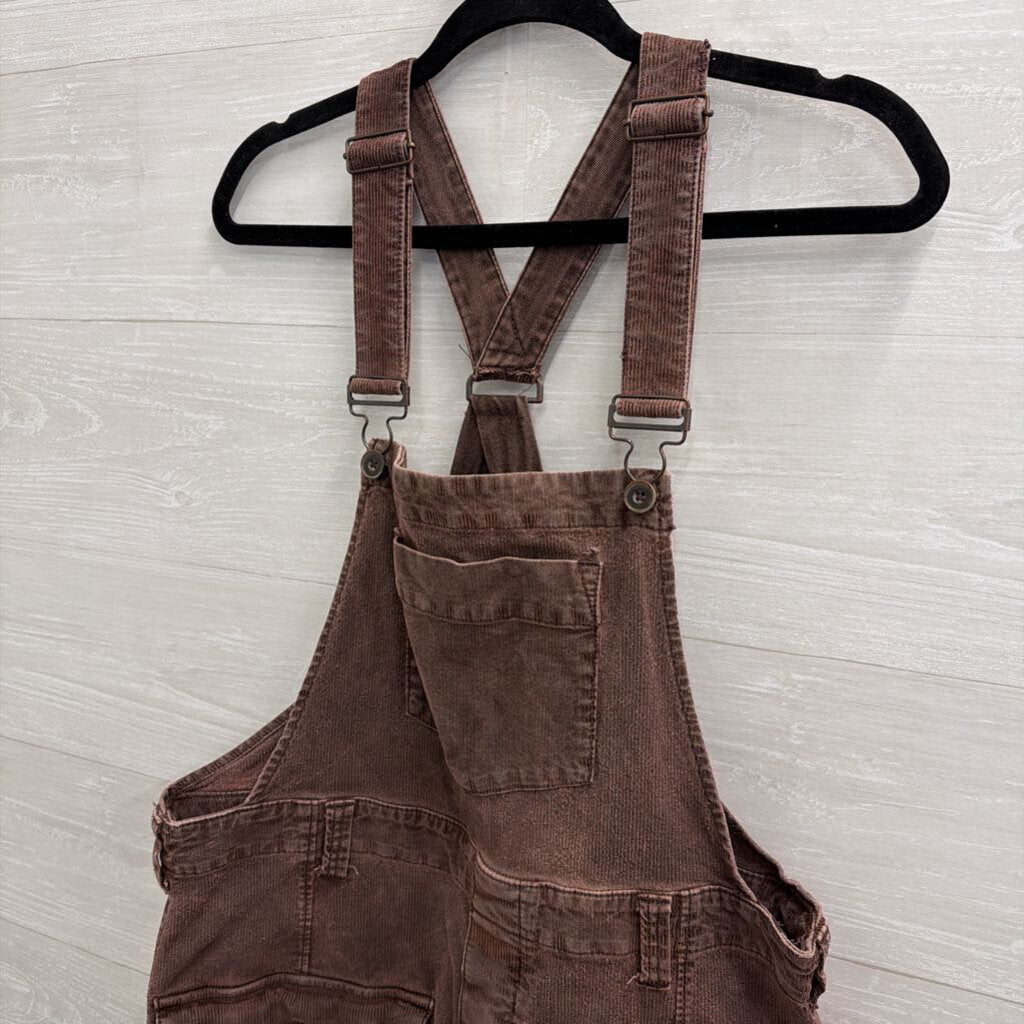 We The Free Purple Ribbed Front Pocket Overalls Small