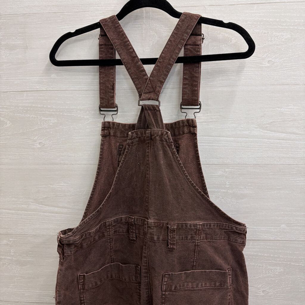 We The Free Purple Ribbed Front Pocket Overalls Small