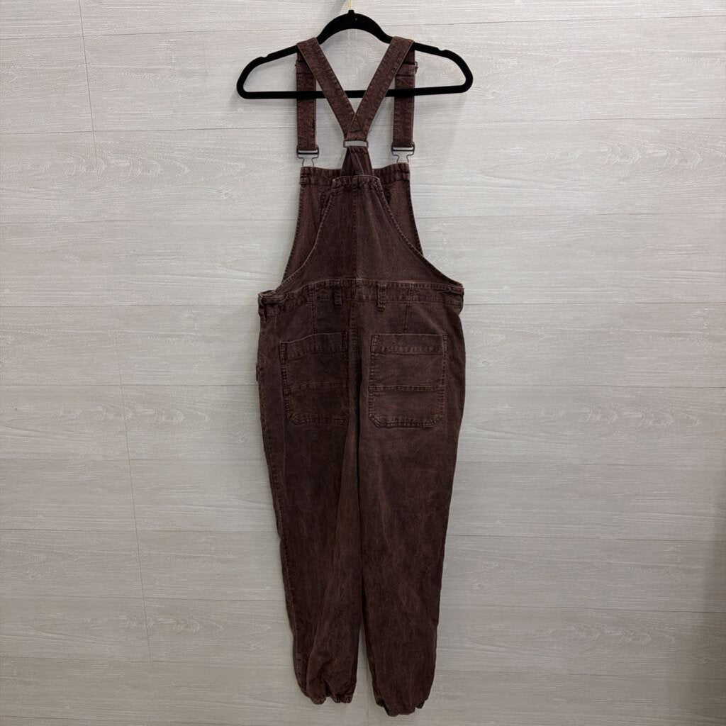 We The Free Purple Ribbed Front Pocket Overalls Small