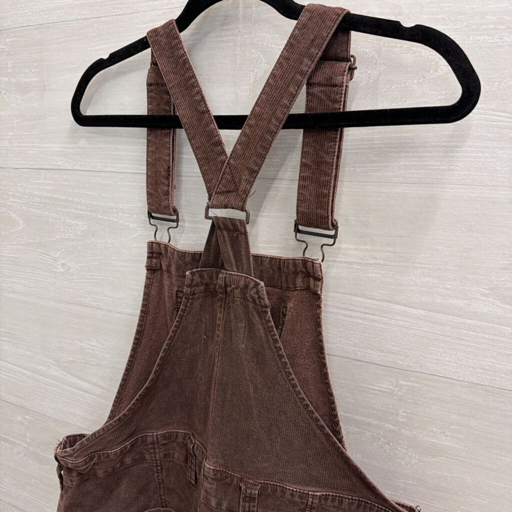 We The Free Purple Ribbed Front Pocket Overalls Small