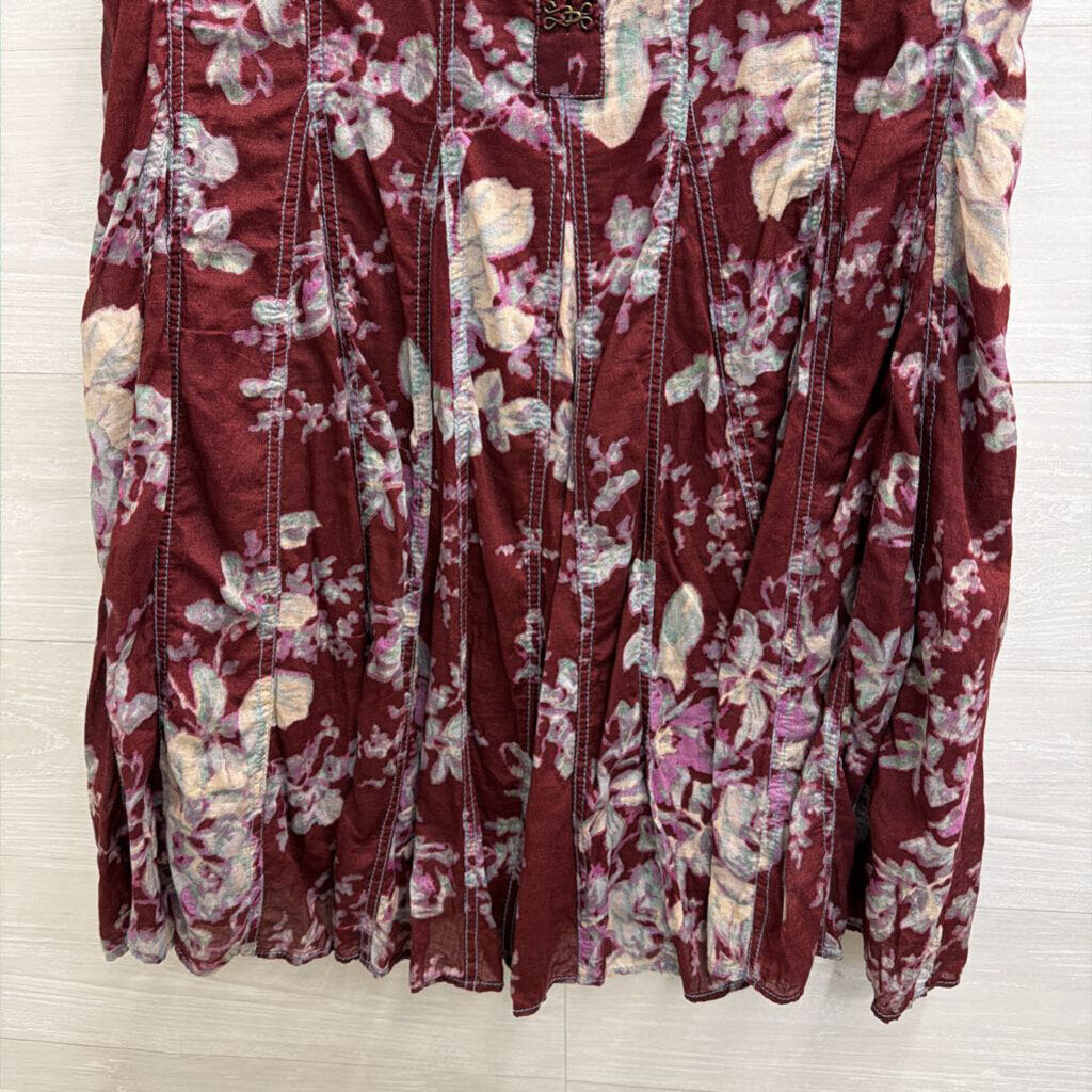 Free People Purple Floral Print Short Sleeve Tunic Top Medium