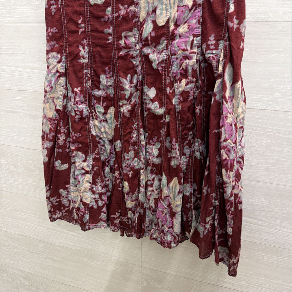 Free People Purple Floral Print Short Sleeve Tunic Top Medium