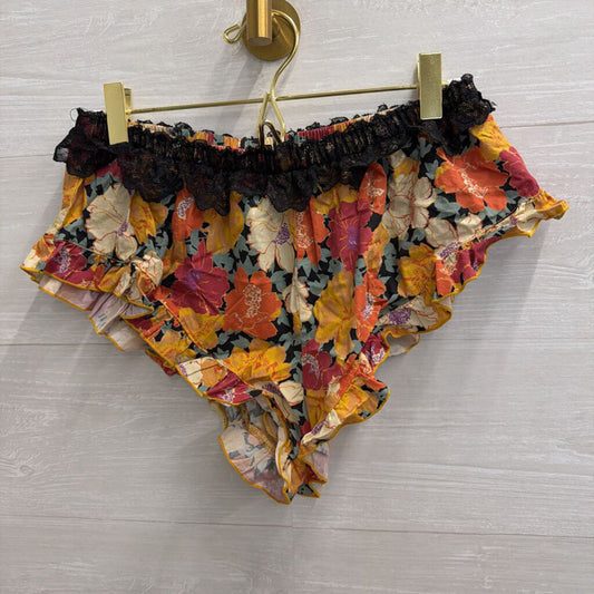 Intimately Free People Golden Slumber Floral Ruffle Mini Shorts Extra Small