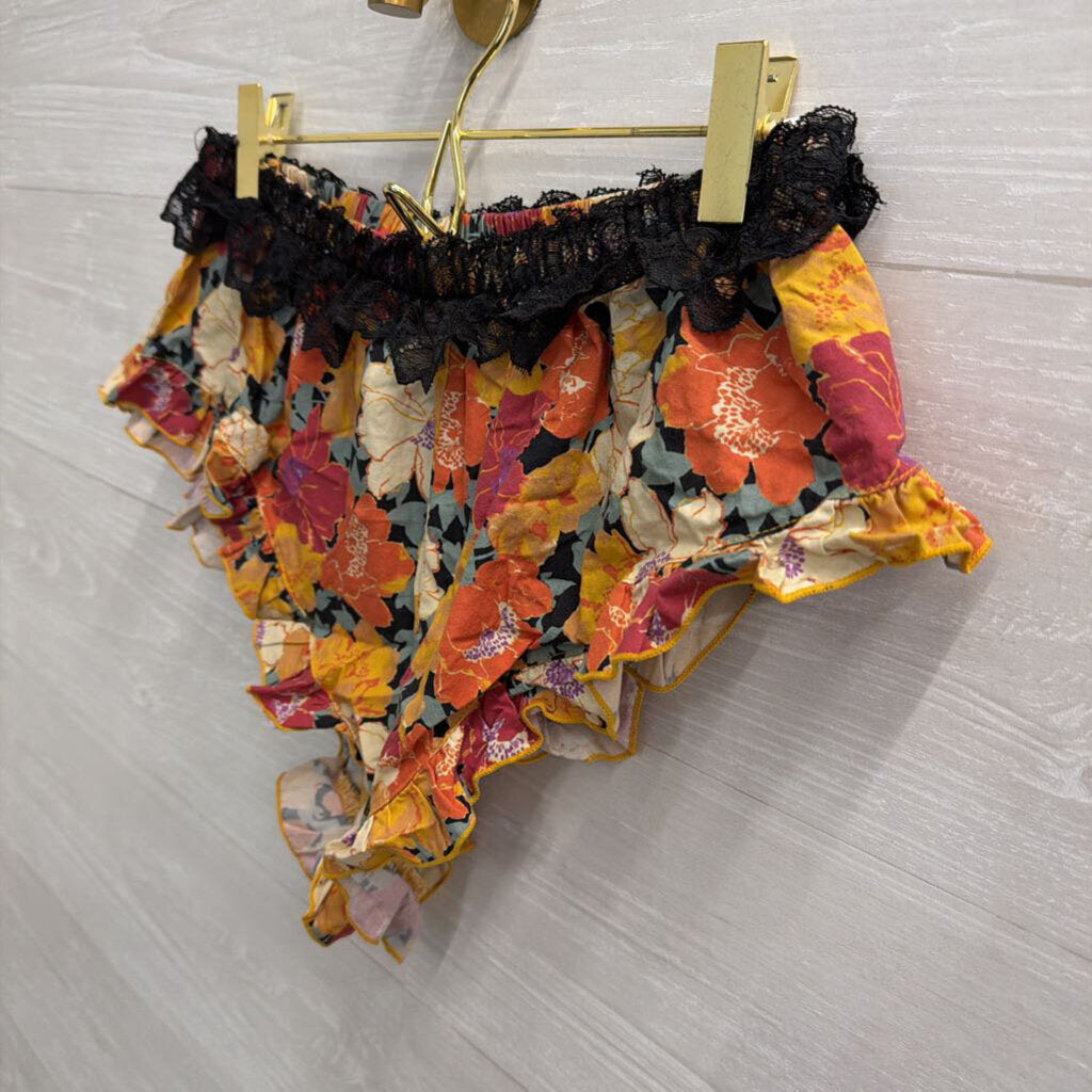Intimately Free People Golden Slumber Floral Ruffle Mini Shorts Extra Small