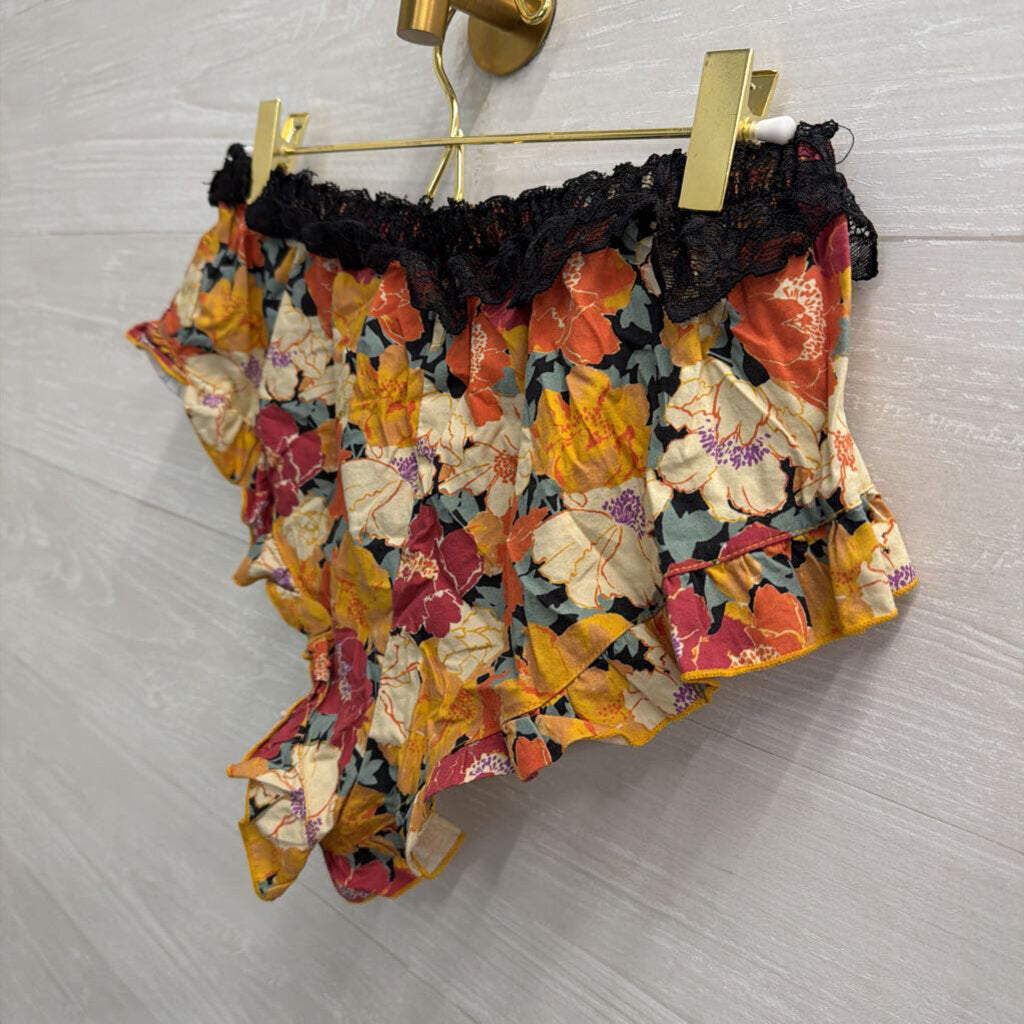 Intimately Free People Golden Slumber Floral Ruffle Mini Shorts Extra Small