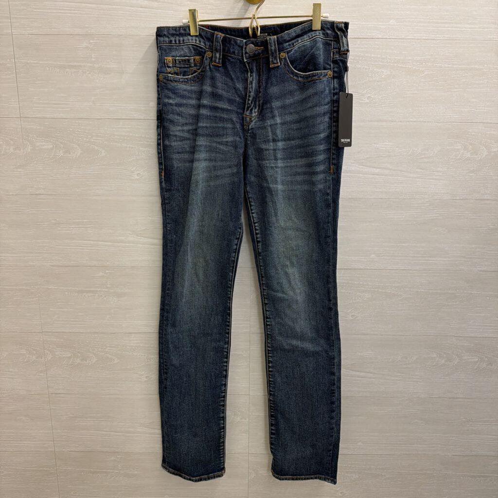 True Religion Dark Wash Billie Mid Rise Straight 30