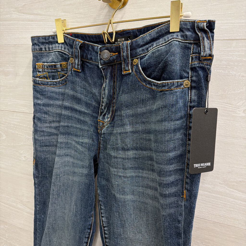 True Religion Dark Wash Billie Mid Rise Straight 30